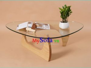 Mẫu bàn trà gỗ mặt kính đơn giản mà đẹp