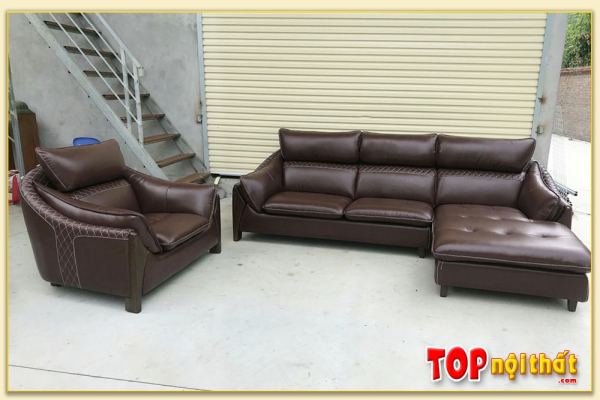 Hình ảnh Bộ ghế sofa da góc chữ L sang trọng đặt làm theo yêu cầu SofTop-0221