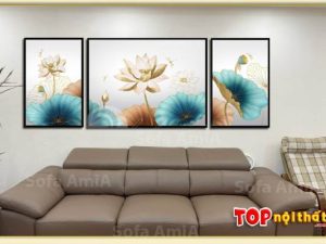 Bức tranh canvas hoa sen đẹp treo phòng khách TraTop-3068