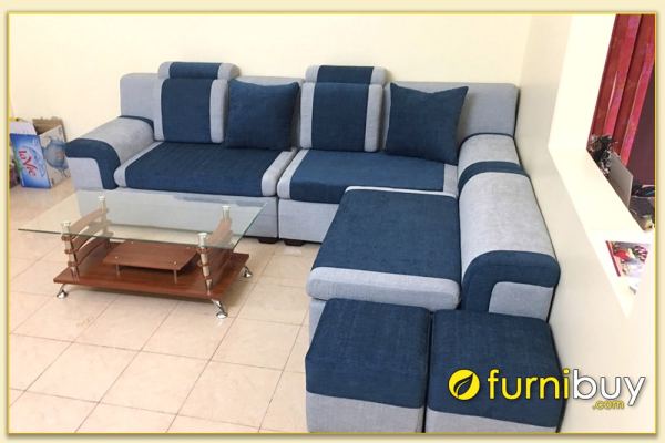 Hình ảnh Ghế sofa góc vuông bọc nỉ đẹp hiện đại và sang trọng SofTop-0014