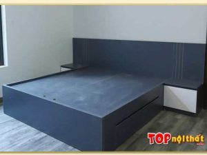 Hình ảnh Giường ngủ đẹp màu xanh than sang trọng GNTop-0184