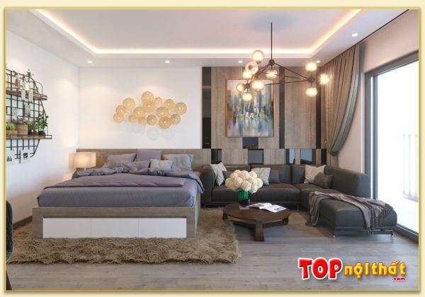 Hình ảnh Giường ngủ đơn giản có ngăn kéo cuối giường đẹp GNTop-0121