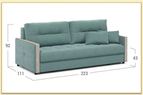 Hình ảnh Kích thước mẫu ghế sofa văng nỉ chi tiết Softop-1174