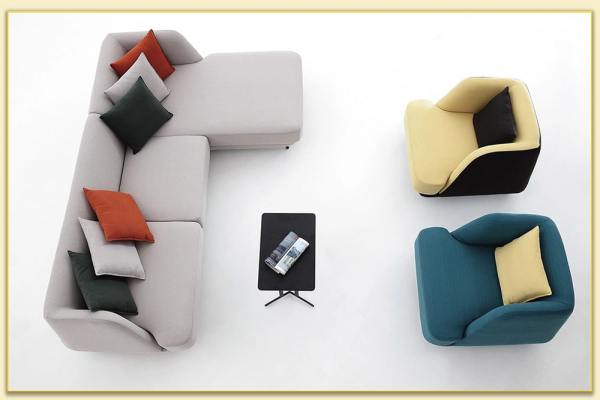 Hình ảnh Phối hợp ghế sofa góc nỉ và sofa đơn Softop-1488