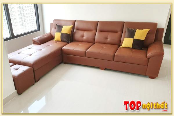 Hình ảnh Sofa góc L chất liệu da đẹp hiện đại màu da bò SofTop-0523