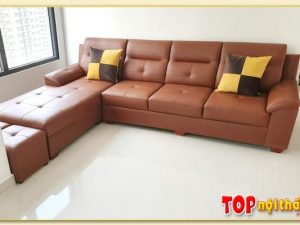 Hình ảnh Sofa góc L chất liệu da đẹp hiện đại màu da bò SofTop-0523