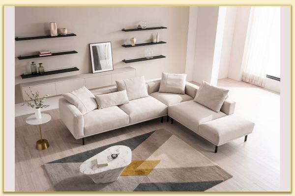 Hình ảnh Sofa góc nỉ bài trí trong phòng khách Softop-1089