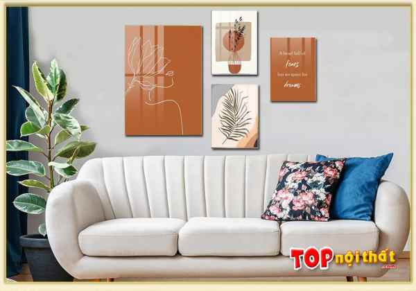 Tranh canvas hiện đại 4 tấm đẹp trên ghế sofa văng TraTop-3505