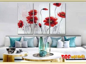Tranh Canvas đẹp hoa màu đỏ treo tường cho phòng khách TraTop-3579
