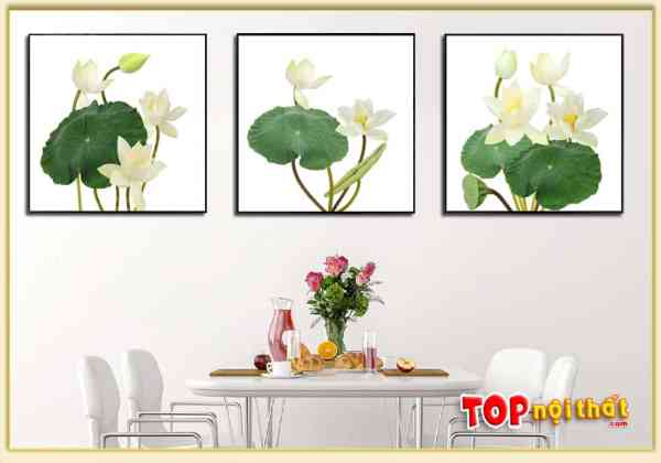 Tranh Canvas hoa sen trắng treo tường cho phòng ăn TraTop-3593
