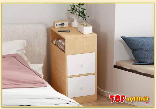Hình ảnh Tủ đứng đầu giường cao 2 ngăn kéo nhỏ gọn TDGTop-0024