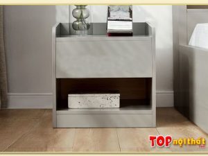 Tủ gỗ đầu giường 1 ngăn kéo màu ghi đẹp TDGTop-0048