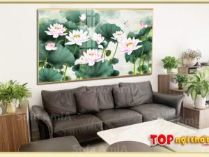 Hình ảnh Bức tranh hoa sen trắng treo tường kích thước lớn TraTop-3087