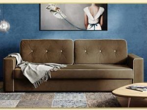 Hình ảnh Chụp chính diện ghế sofa văng nỉ màu nâu Softop-1176