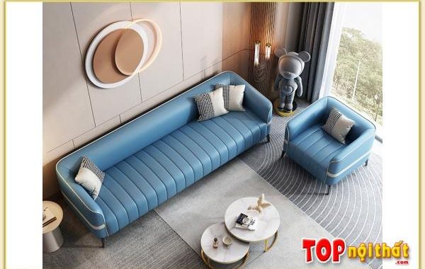 Hình ảnh Ghế sofa phòng khách màu xanh nước biển cho gia chủ mệnh Thủy SofTop-0685