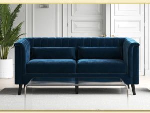 Hình ảnh Ghế sofa văng nỉ 2 chỗ màu xanh đẹp Softop-1199