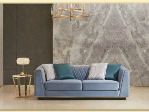Hình ảnh Kê sofa văng nỉ màu xanh trong phòng khách Softop-1469