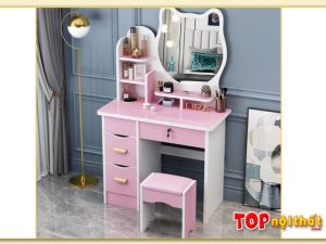 Hình ảnh Bàn trang điểm màu hồng đẹp gỗ công nghiệp BTDTop-0015