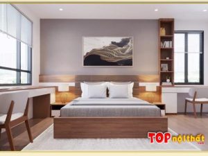 Hình ảnh Giường ngủ đẹp bằng gỗ liền tủ đầu giường GNTop-0232