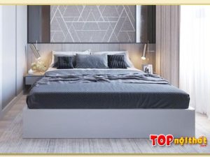 Hình ảnh Giường ngủ đẹp gỗ MDF liền tủ nhỏ đầu giường GNTop-0185